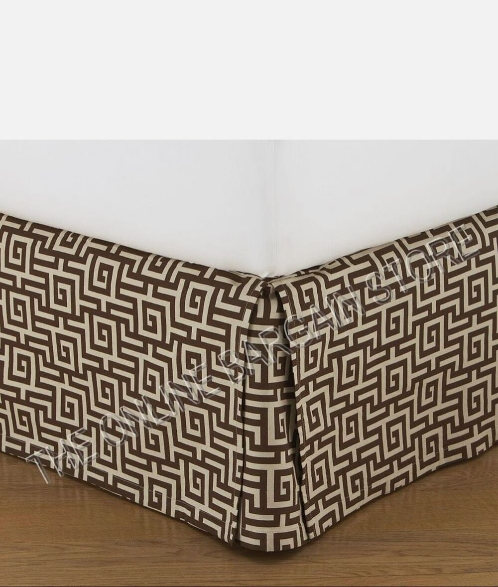 Pottery Barn Sutter Greek Key Full Bedskirt and Bolster Pillow